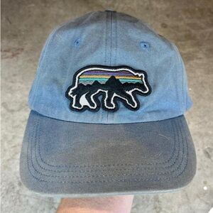 Patagonia Rare lone mystical Wolf sunset Mountains Embroidered Faded jean Blue